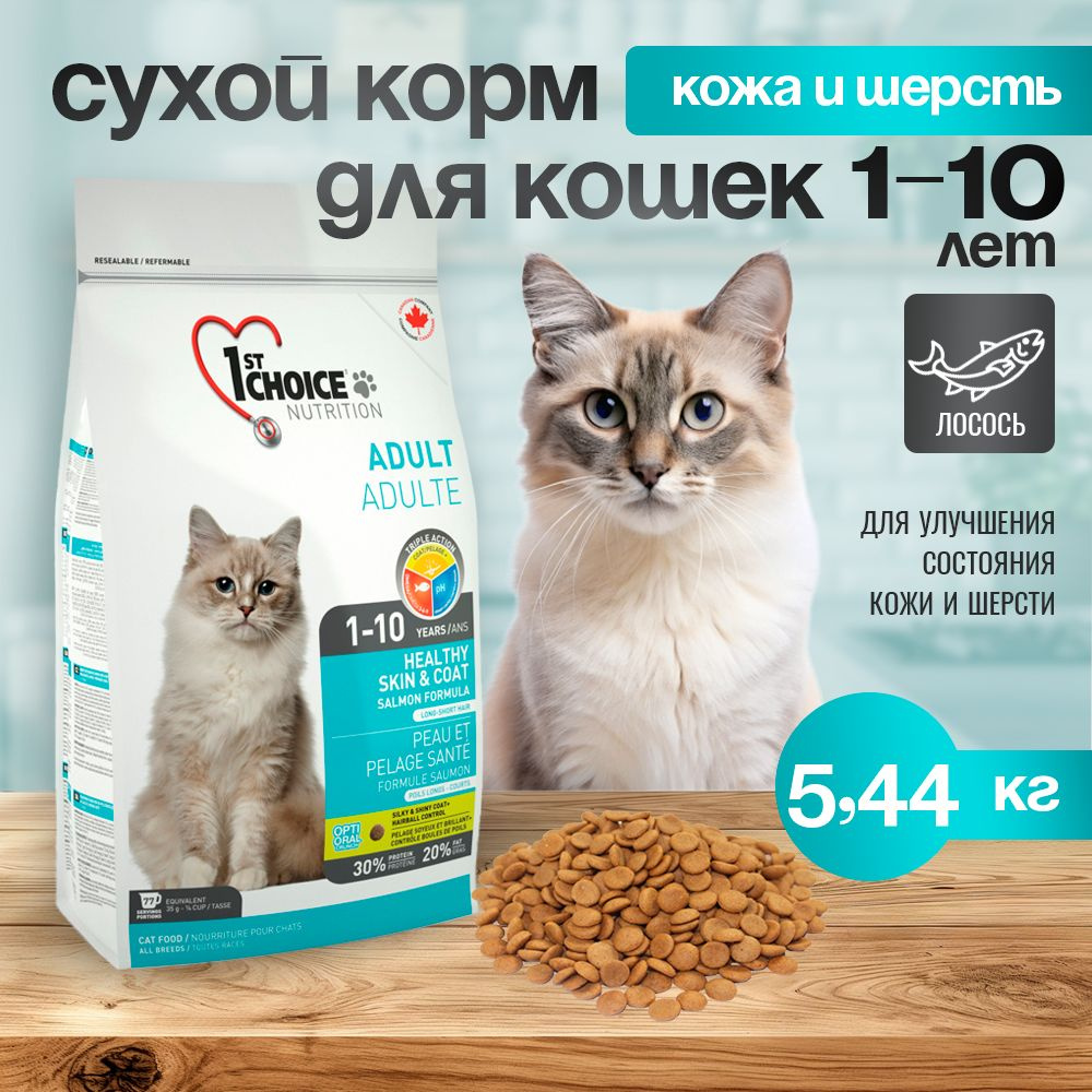 1st CHOICE Корм для кошек Healthy Skin&Coat Здоровая кожа и шерсть Лосось  #1