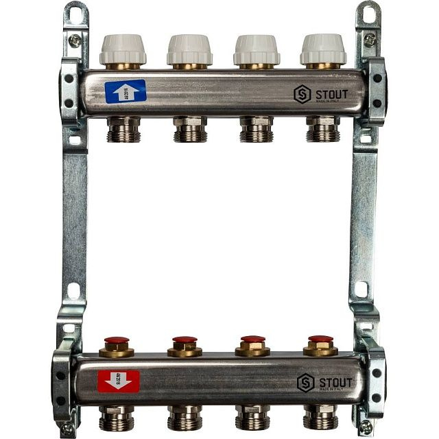 SMS-0922-000004 STOUT Коллектор из нержавеющей стали без расходомеров 1х3/4EK на 4 выхода  #1