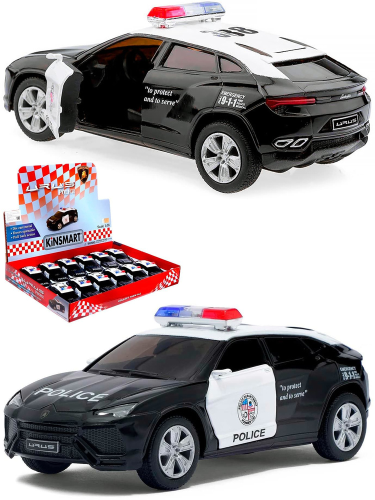 Машинка металлическая Kinsmart 1:38 Lamborghini Urus (Police) KT5368DP инерционная  #1