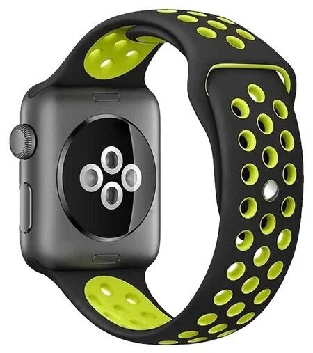 Сменный ремешок Sport для Apple Watch (38-40мм) черный/зеленый (Зеленый)  #1