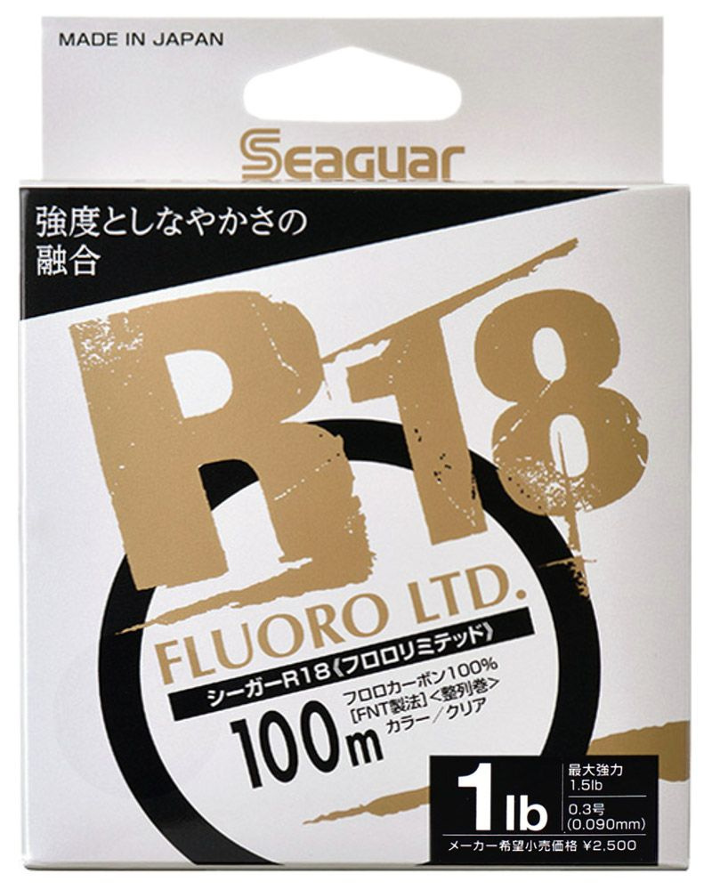 100% Флюорокарбон Seaguar R18 Fluoro Ltd. 100м. #0.3 (1Lb/0,090мм.) белый, прозрачный  #1