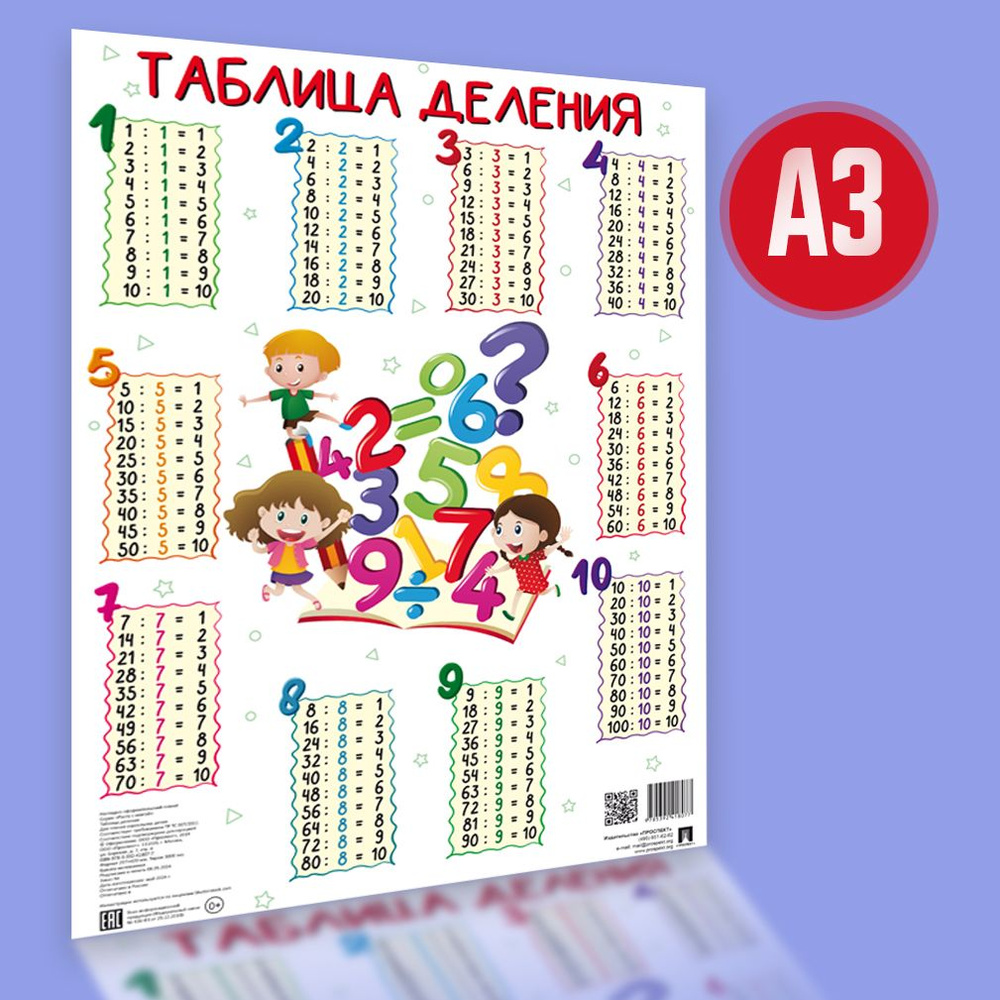 Плакат А3 "Таблица деления". #1