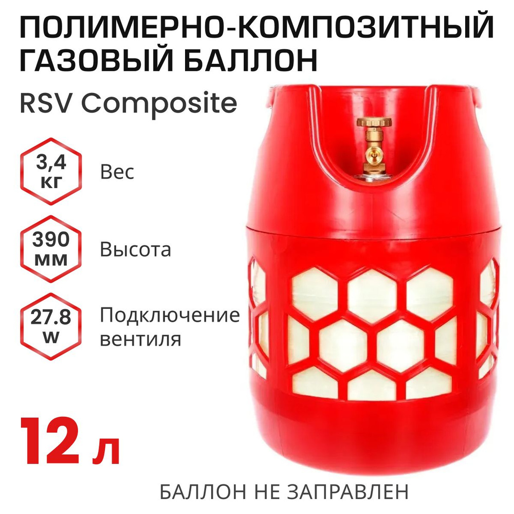 Баллон пропановый композитный 12 л (LPG/СУГ) RSV Composite Пустой  #1