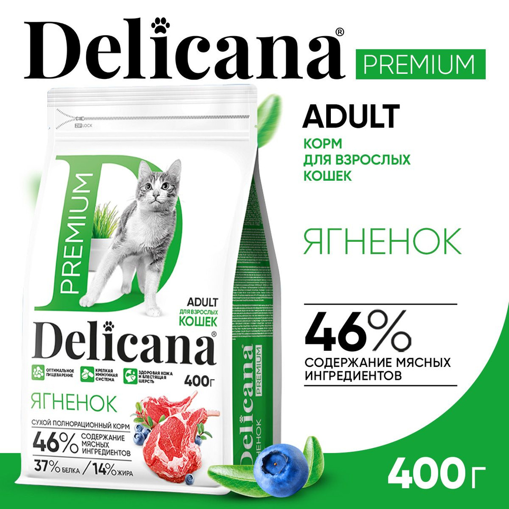 Корм сухой Delicana для кошек Ягненок 400 гр #1