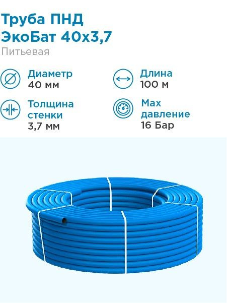 Труба ПНД Экобат 40х3,7 для водоснабжения бухта 100 метров #1