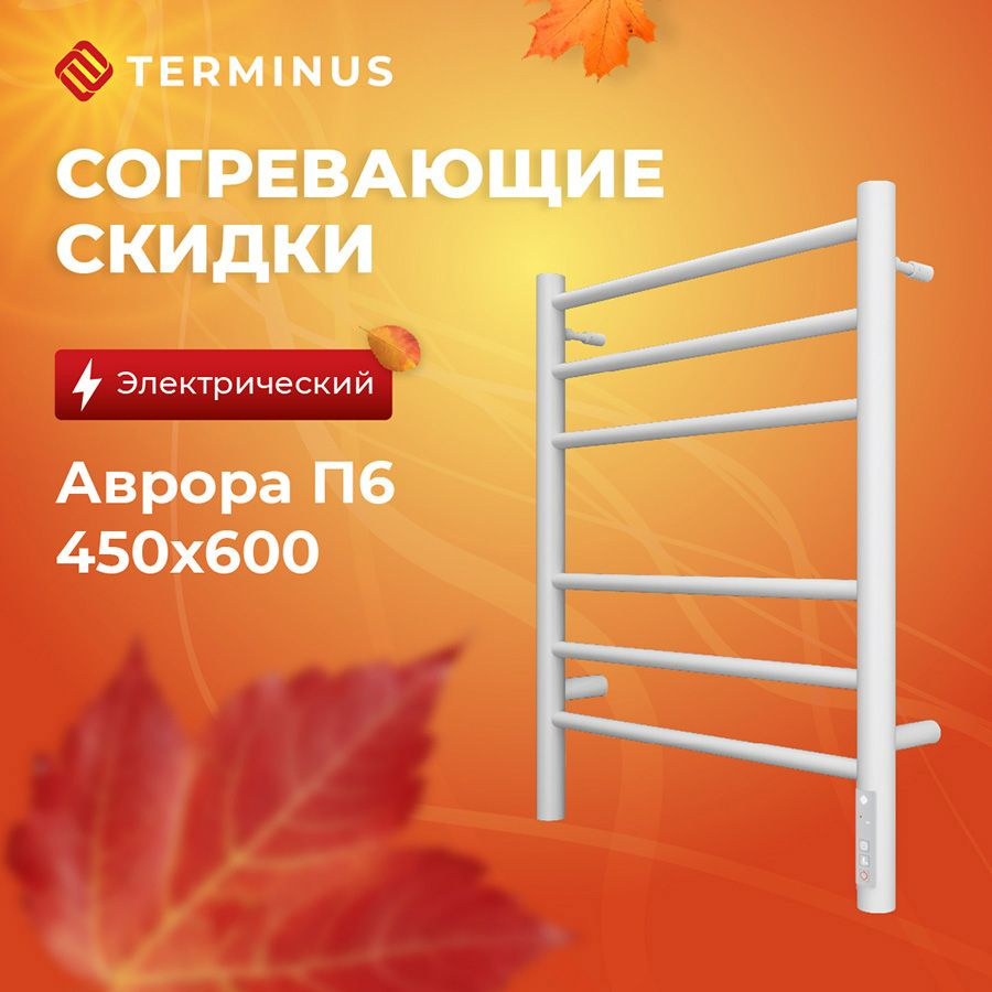 Полотенцесушитель электрический белый TERMINUS (Терминус) Аврора П6 450х600 мм, гарантия 2 года/ Электрический #1