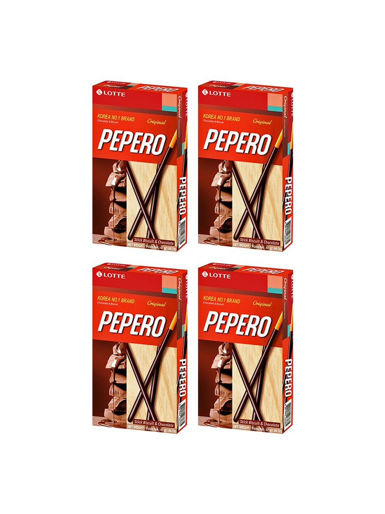 Палочки Lotte Pepero Classic с шоколадом, 4 уп по 36 гр, Корея #1