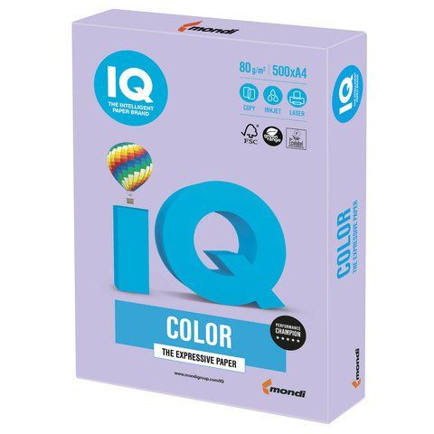 Бумага цветная IQ Color А4. 80г/м . LA12-бледно-лиловый. 500 листов  #1