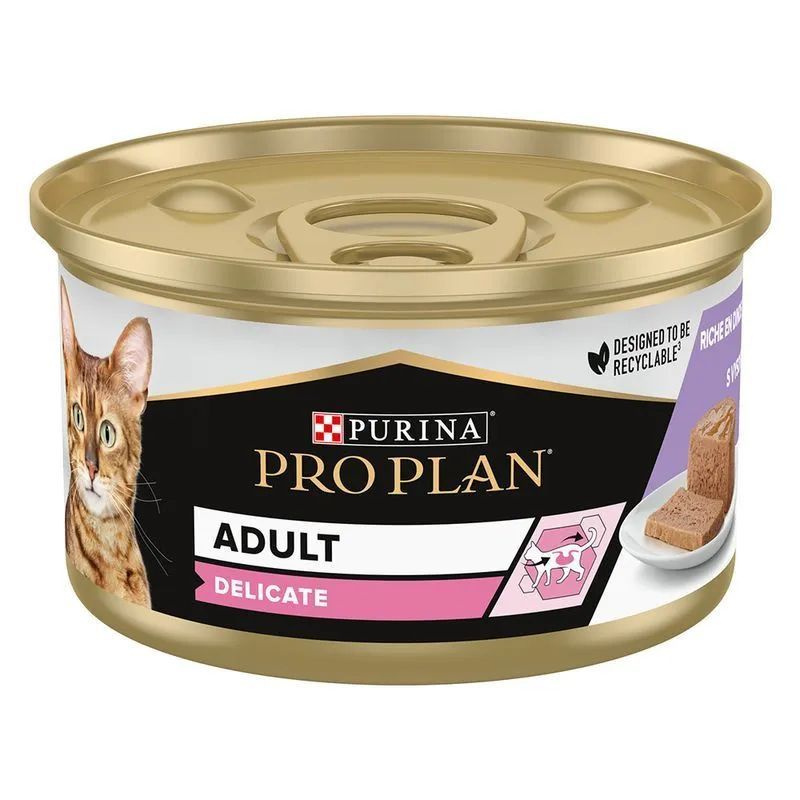 Влажный корм Purina Pro Plan Delicate паштет для кошек с индейкой 85г х 12 шт  #1