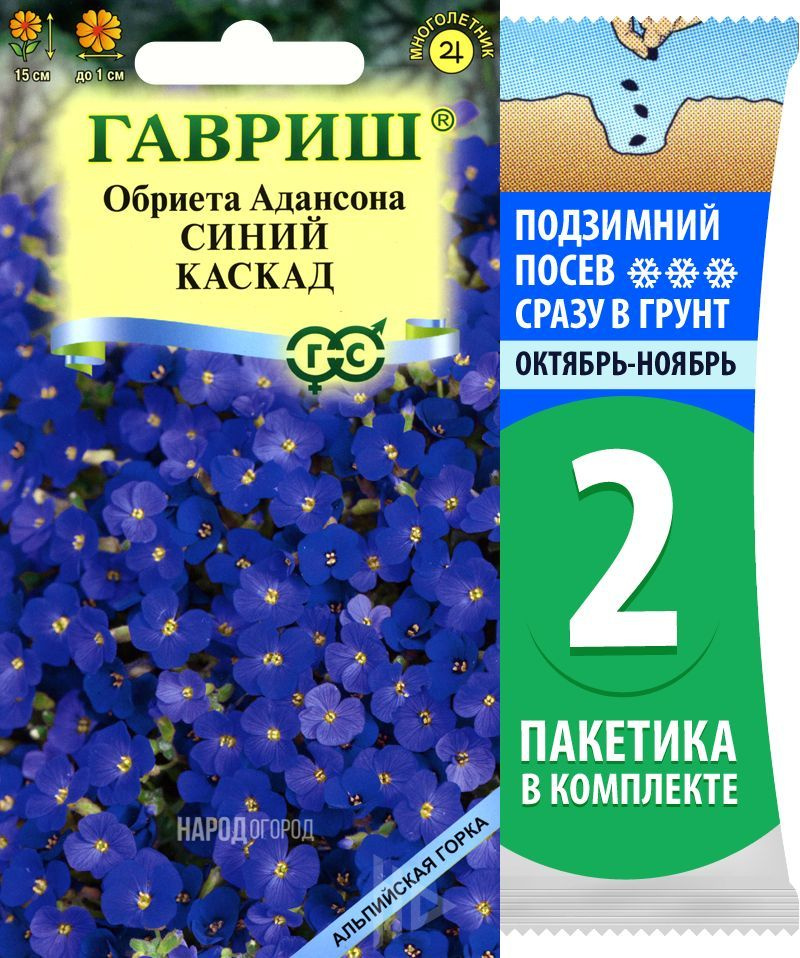 Семена Обриета Адансона Синий Каскад, 2 пакетика по 0,05г/100шт  #1