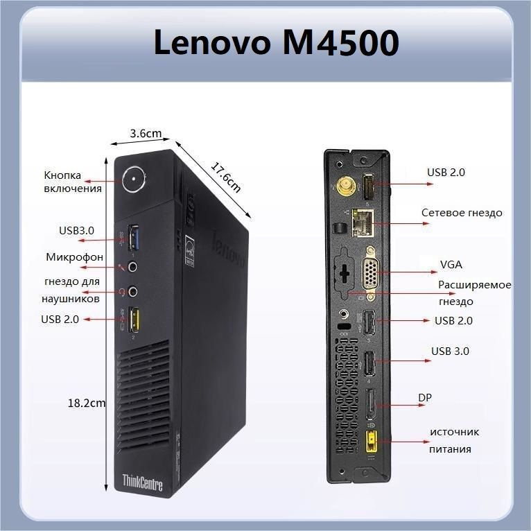 Lenovo Мини-ПК M700 (Intel Core i3-4130T, RAM 8 ГБ, SSD 128 ГБ, HDD 320 ГБ, Intel HD Graphics 4400, Windows #1