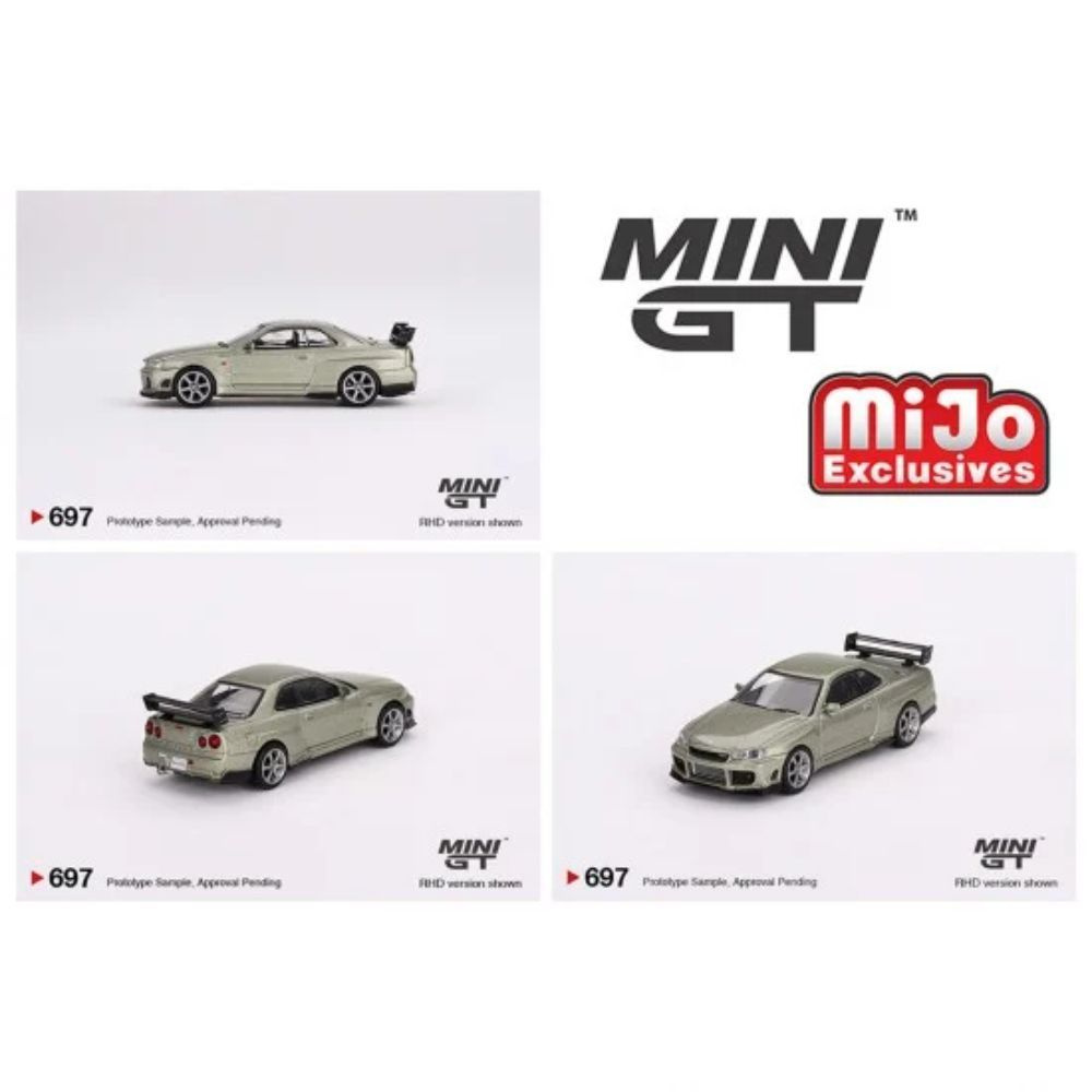 Машинка MINI GT 1/64 Nissan Skyline GT-R R34 Tommykaira R-z Millenium Jade Blister Packaging Diecast #1