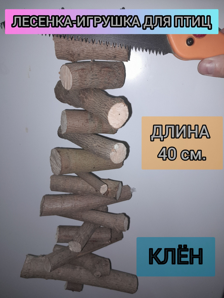 Лесенка-игрушка для птиц из клёна 40 см. в длину #1