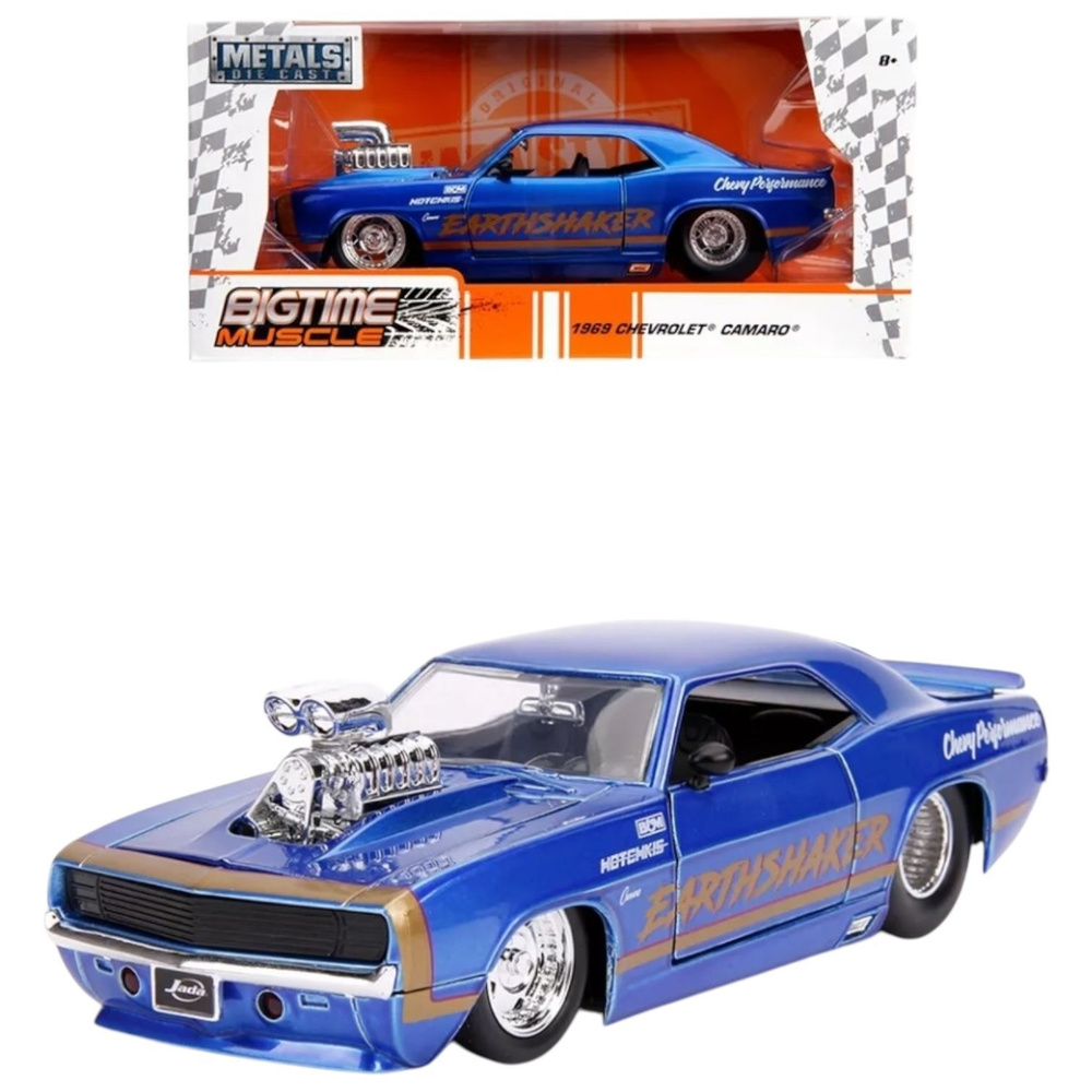 Машинка Jada Toys Bigtime Muscle Series 1969 Chevrolet Camaro Earthshaker 1:24 Синий #1