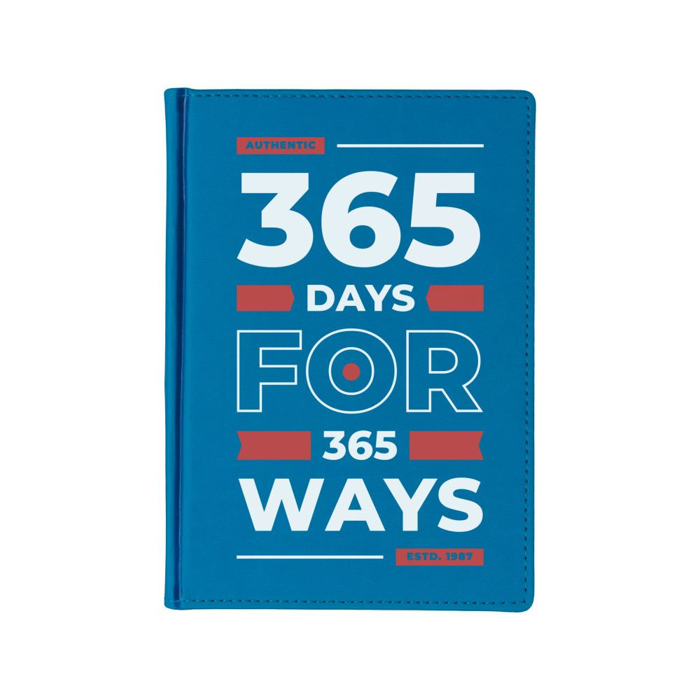 Ежедневник недатированный А5 с принтом "365 days for 365 ways", 136 листов, в линейку, цвет синий  #1