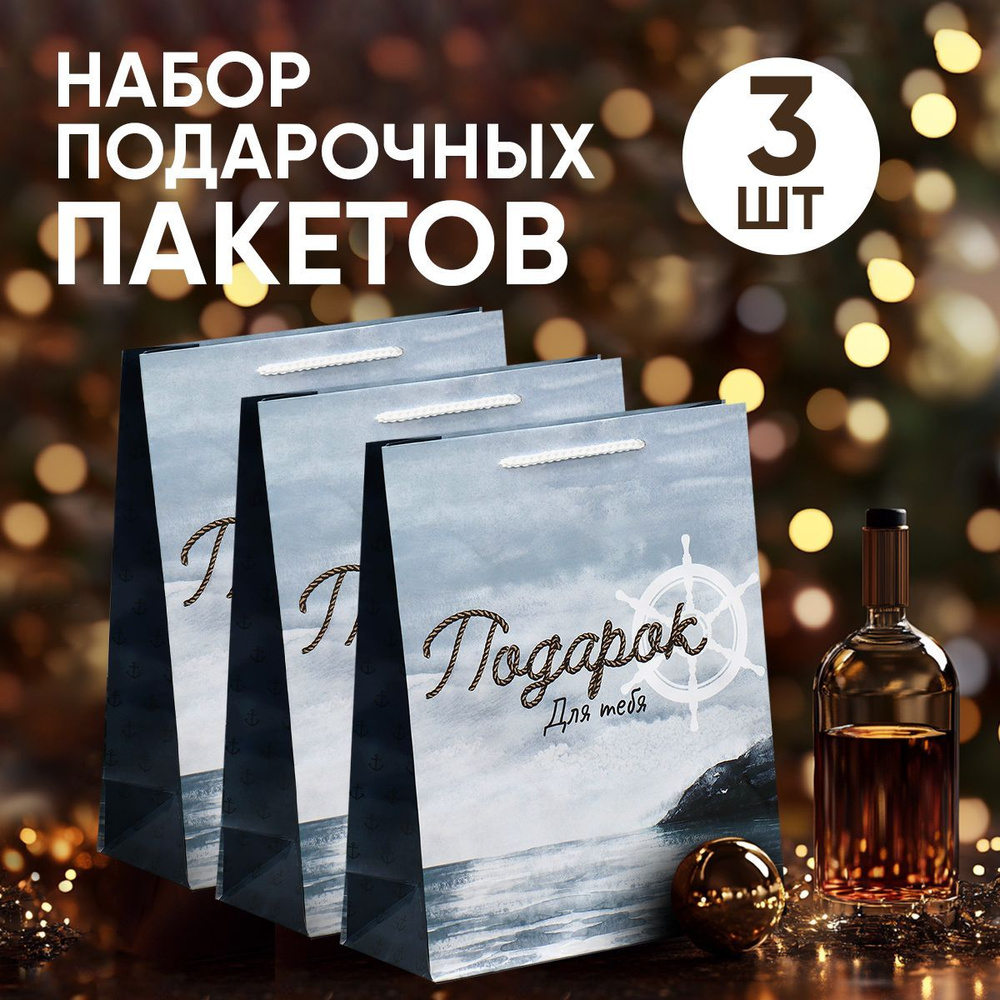 Набор подарочных пакетов для упаковки подарка, "Present for you", 21 х 25 х 8 см  #1