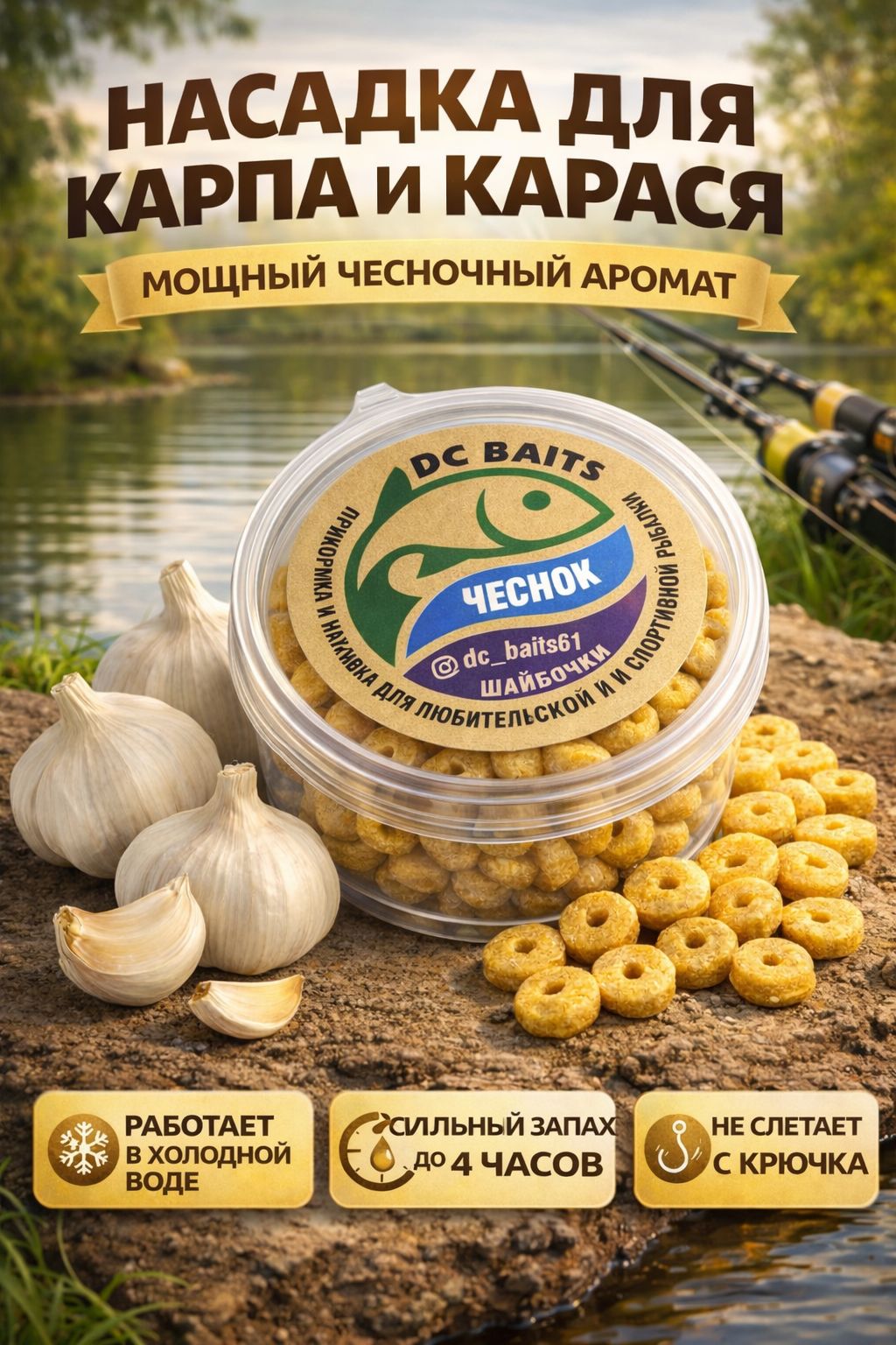 Насадкарыболовная"чеснок"накарпакарасяилещаприкормкашайбыдляфидераипоплавочнойловли