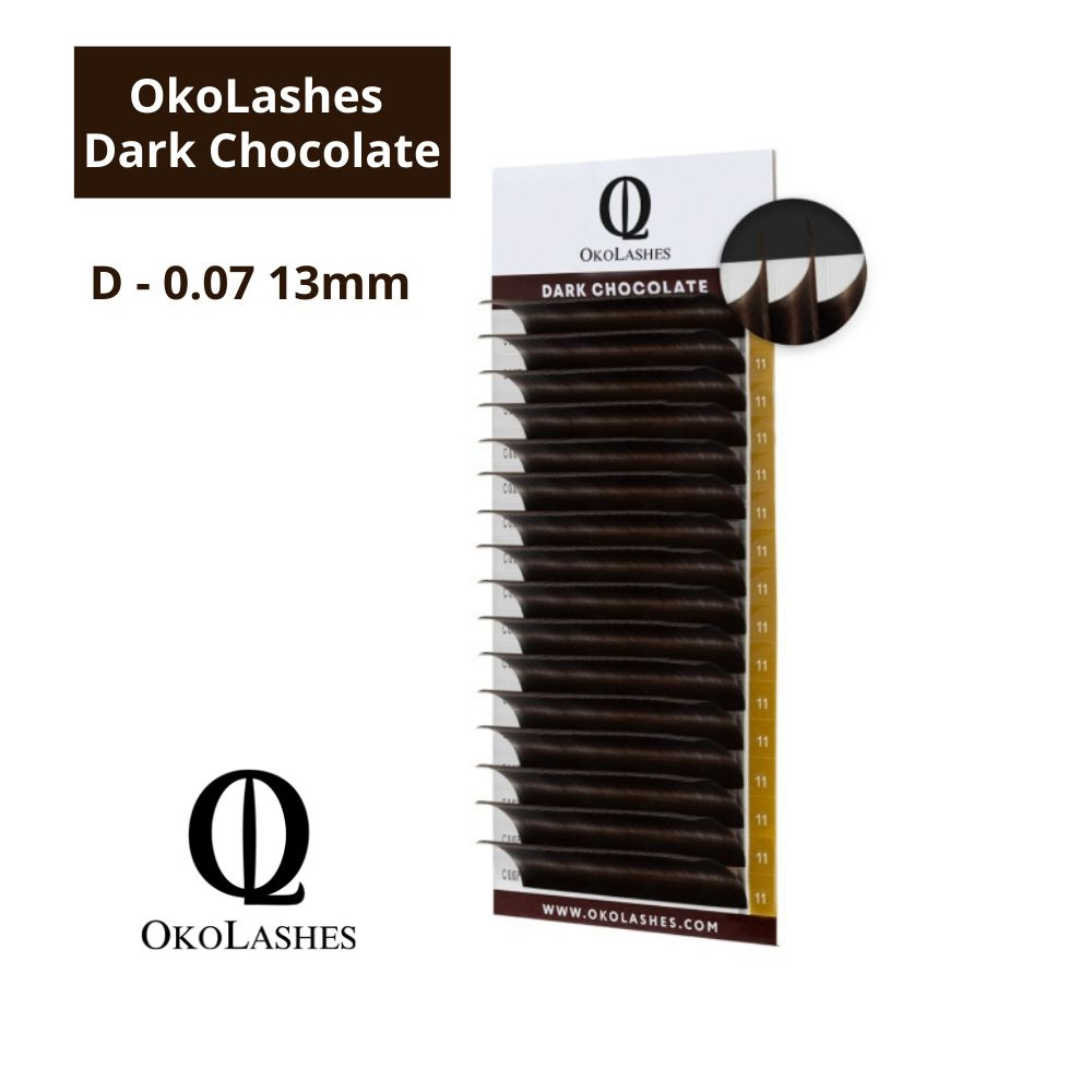 Ресницы OkoLashes Dark Chocolate (горький шоколад/коричневые) D0,07 13мм  #1