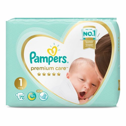 Подгузники Pampers Premium Care для новорожденных крошек 1 (2-5 кг), 72шт  #1