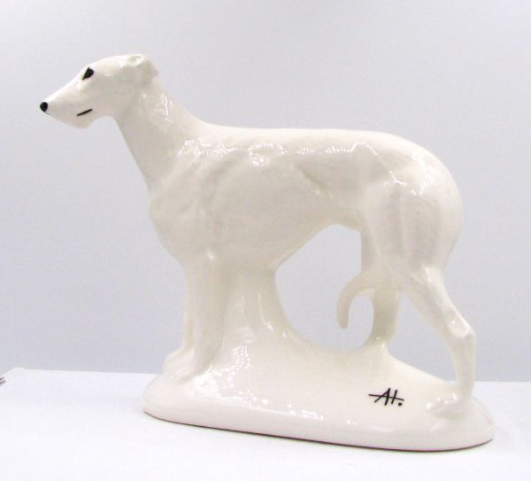 Гальго окрас белый фарфоровая статуэтка собаки #1