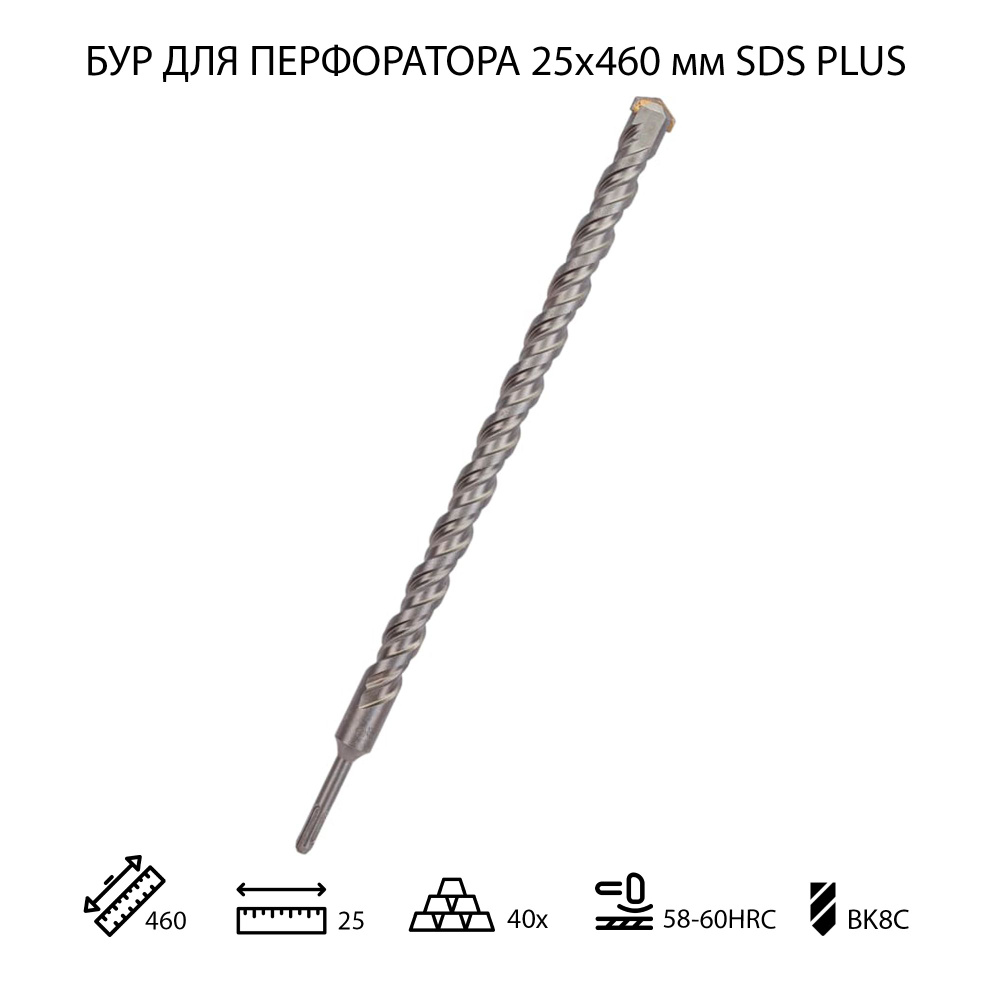 Бур для перфоратора по бетону 25х460 мм SDS PLUS 1 шт #1