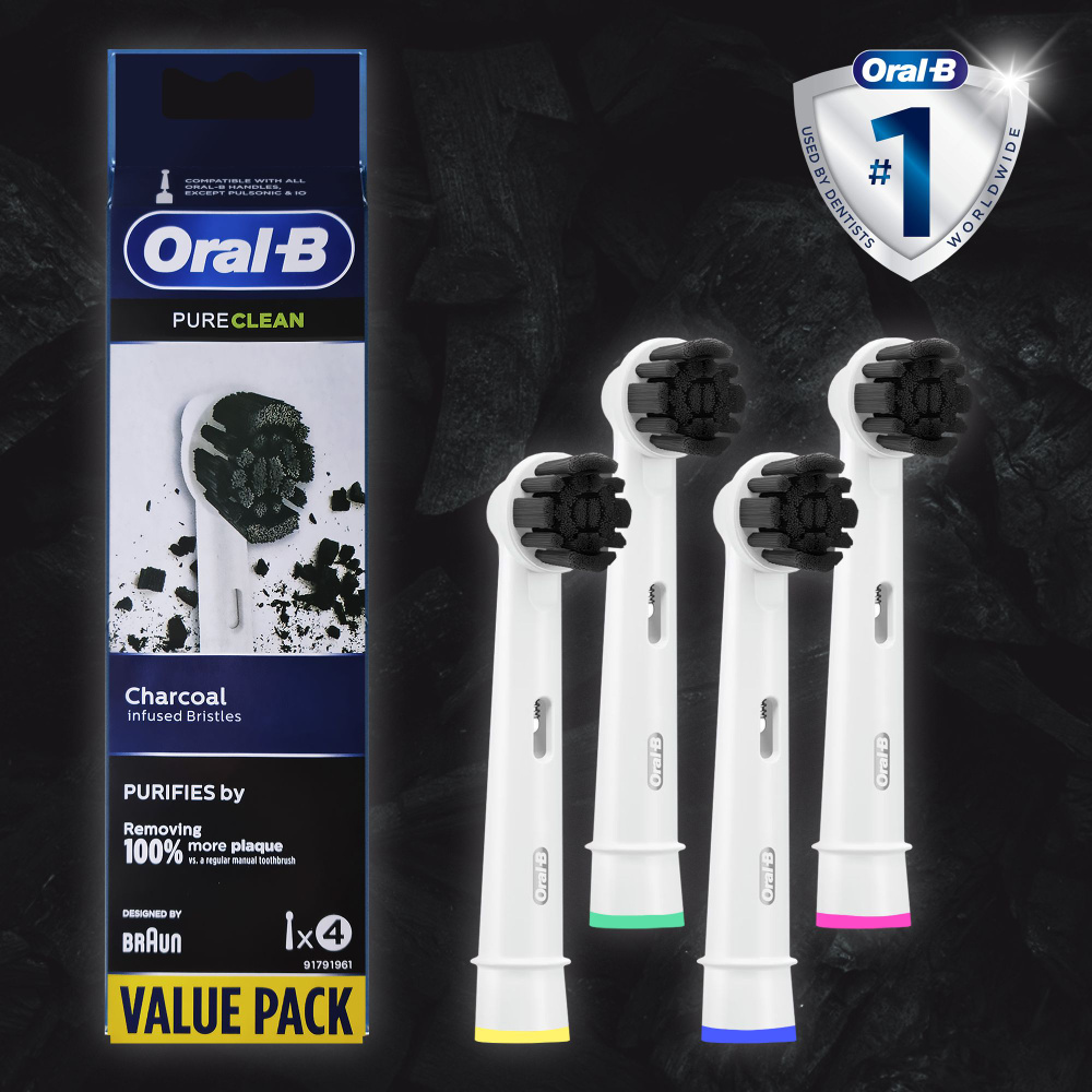 Насадки для электрических зубных щеток Oral-B Pure Clean, 4 шт, для эффективного очищения, с древесным #1
