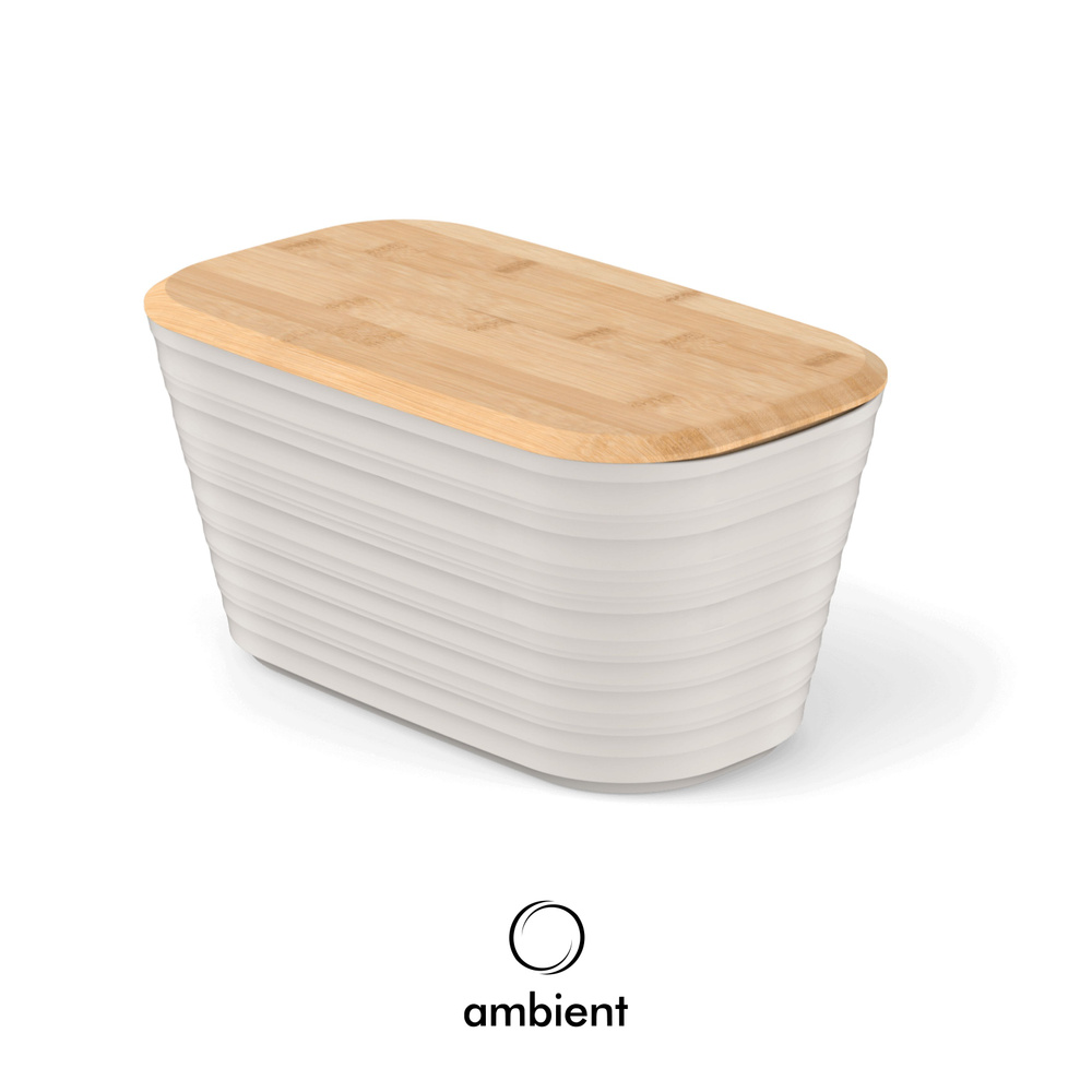 Хлебница ambient Prime с бамбуковой крышкой 395х225х205 мм серый крайола  #1