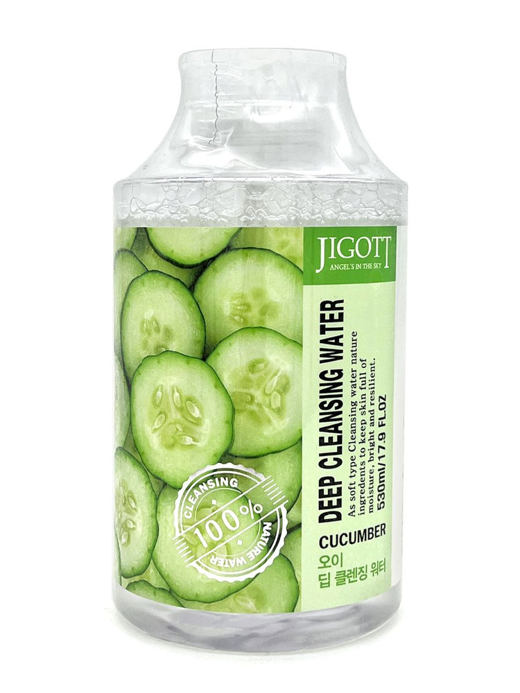 Jigott Глубоко очищающая вода с Экстрактом Огурца Deep Cleansing Water Cucumber, 530 мл  #1