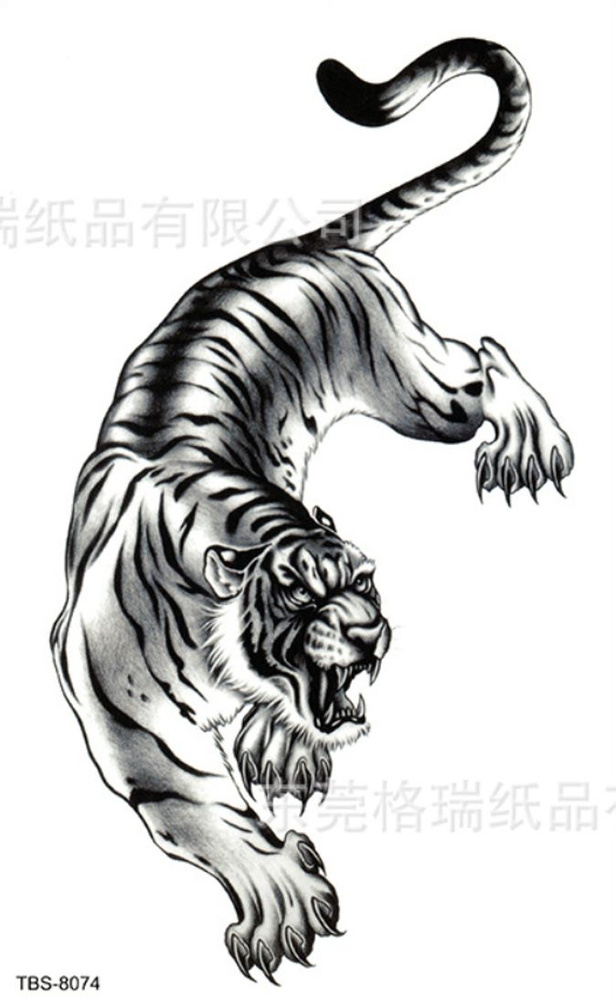 Временное тату переводное тигр и дракон #1
