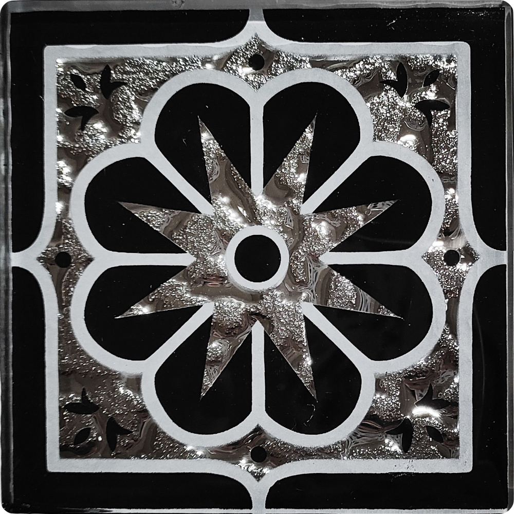 Вставка Роскошная мозаика Серия стеклянные вставки 80x80 Вв 1006 глянцевый 8x8см цвет серый серебристый #1