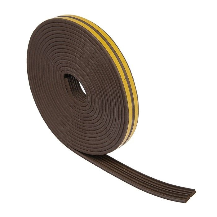 Уплотнитель резиновый ТУНДРА krep, профиль Е, размер 4х9 мм, коричневый, в упаковке 10 метров  #1