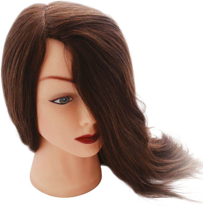Голова-манекен учебная DEWAL "шатенка" для парикмахеров, натуральные волосы 30-40 см M-2023M-6  #1