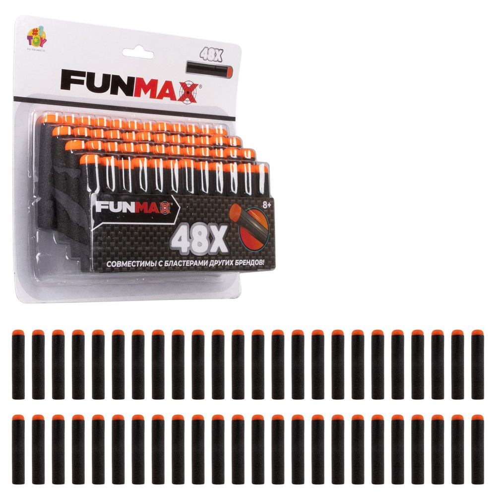 Фанмакс Патроны для бластера Funmax 1TOY игрушечные мягкие пули, набор 48 EVA снарядов  #1