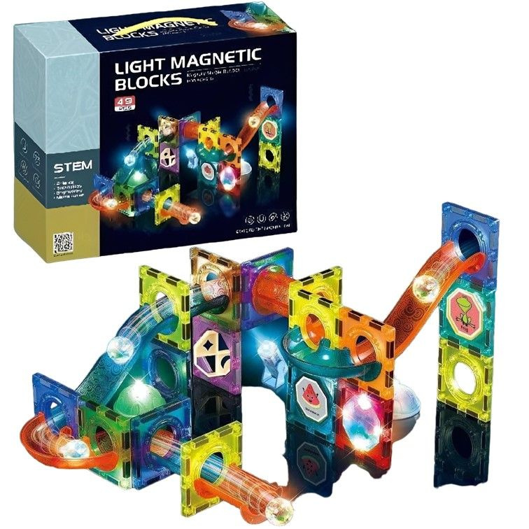 2300 Светящийся магнитный конструктор Light Magnetic blocks, 49 деталей на магнитах с LED подсветкой #1