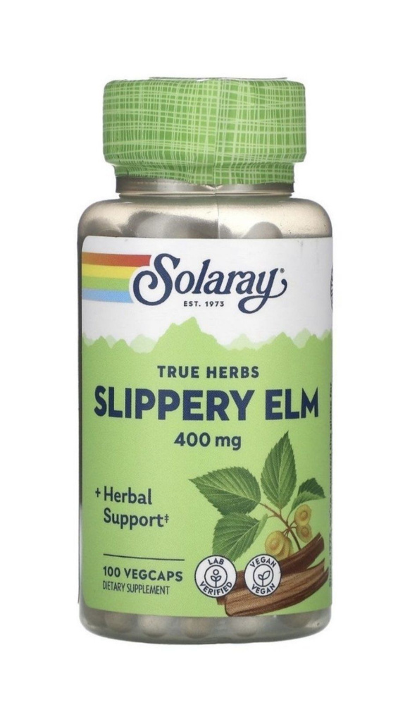 Скользкий вяз Соларэй, Slippery Elm Solaray, 400 мг, 100 капсул #1