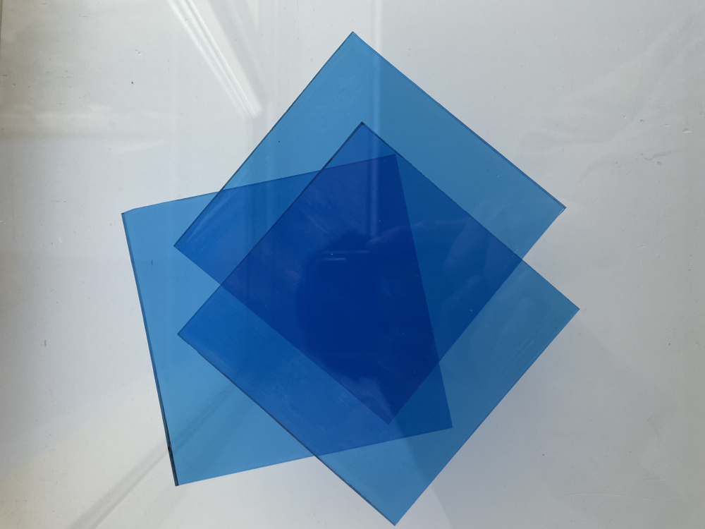 Стекло витражное 3 мм, 100х100 мм, голубое(№4) 2104, 3 шт #1