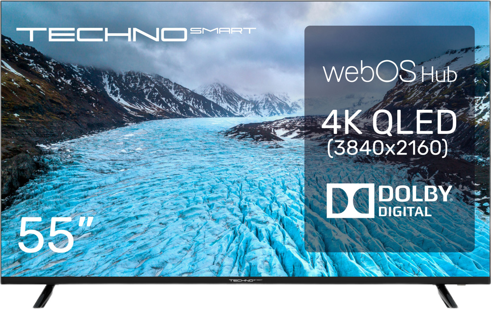 TECHNO Телевизор 55" 4K HDR, черный, черный матовый #1