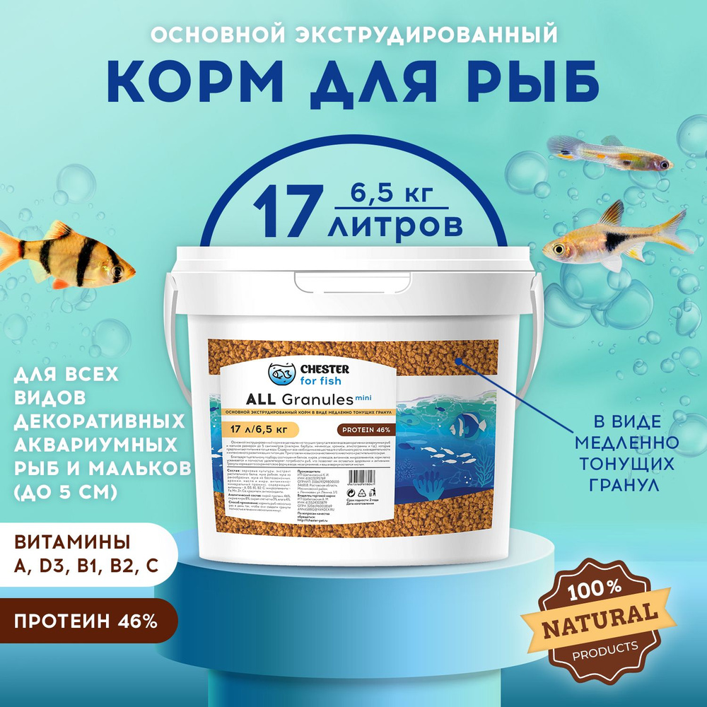 Корм CHESTER for fish ALL Granule Mini (ведро 17л; 6,5кг) #1