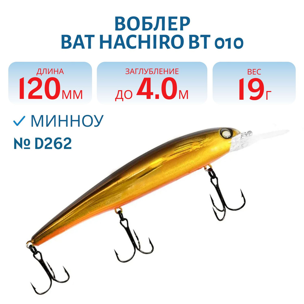 Воблер BAT HACHIRO BT 010, 120мм, 19 гр, 0-4 м, цвет #D262 #1