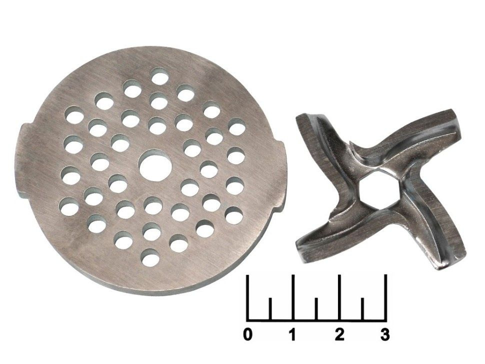 Нож для мясорубки Moulinex 6-и гранный + решетка 54*7*4мм №010248B #1