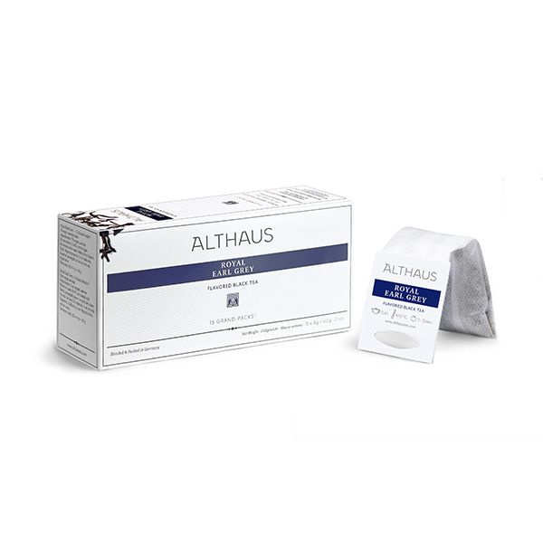 Чай Черный Althaus Royal Earl Grey Grand Pack в пакетиках для чайника, 4гр х 15шт  #1