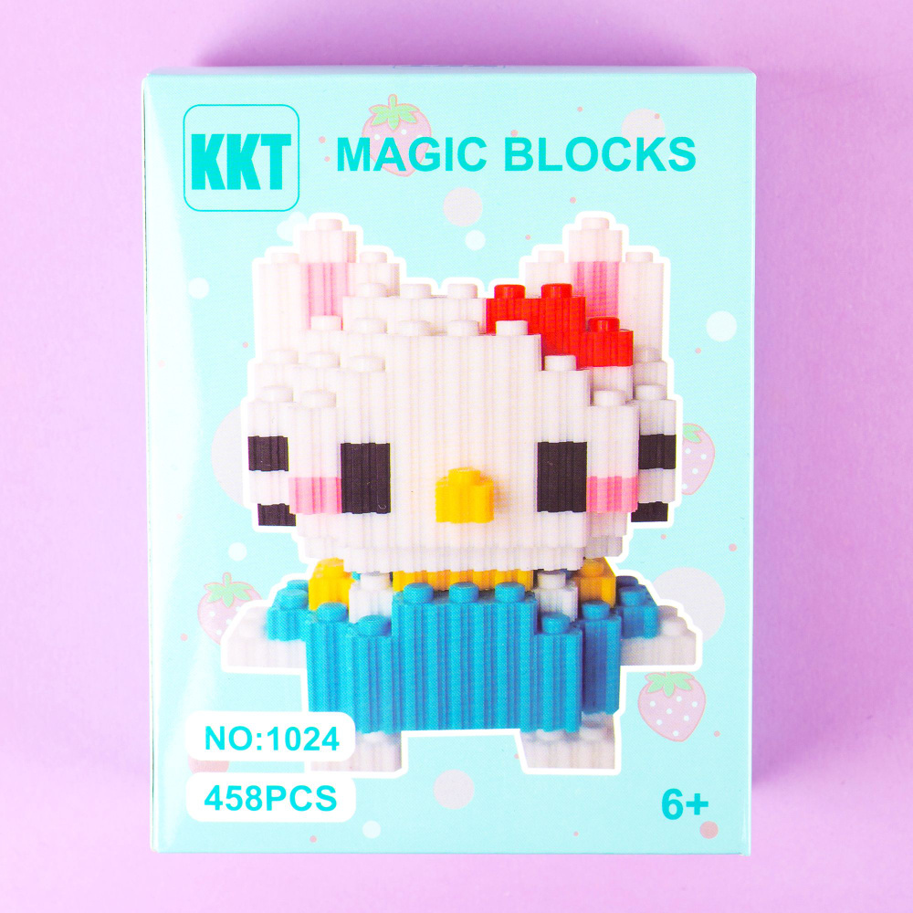 Конструктор пластиковый развивающий мини - блоки 3Д модель 458 элементов Hello Kitty  #1