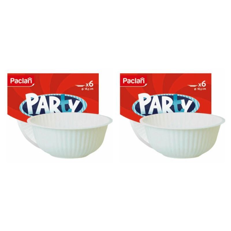 Paclan Party Тарелка пластиковая белая для супа или салата, 185 мм, 6 шт в уп, 2 уп  #1