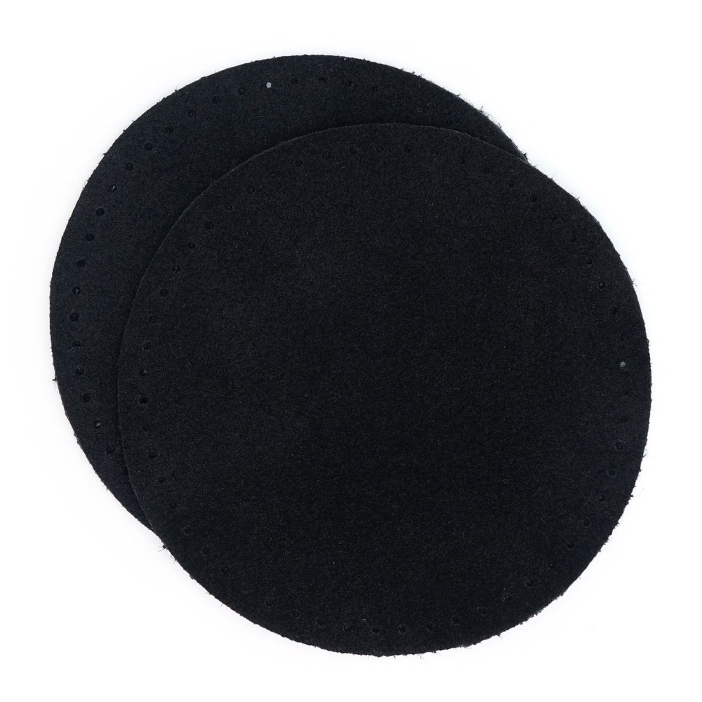 Заплатка на одежду пришивная из замши, круглая с перфорацией, d 8 см, 2 шт/упак, цвет 20 черный  #1