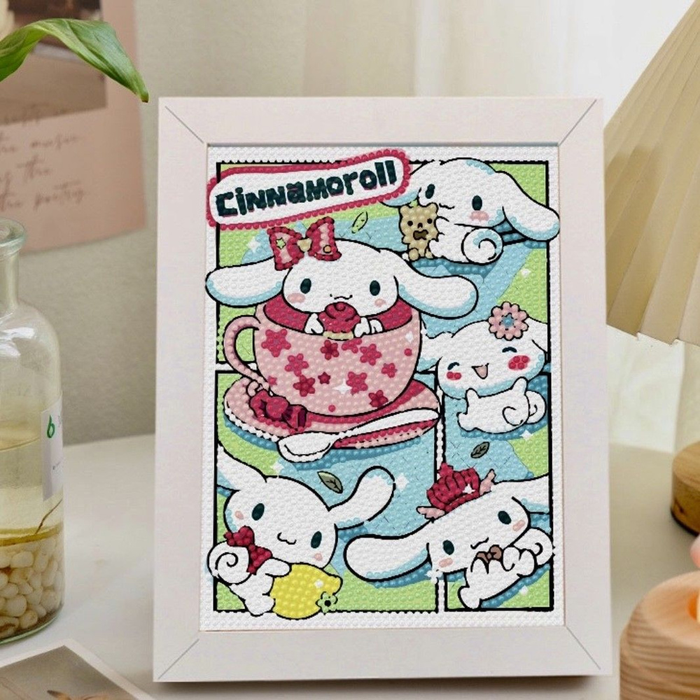 Картина алмазная мозаика детская СИННАМОРОЛЛ / CINNAMOROLL на холсте / набор для творчества аниме Kuromi #1