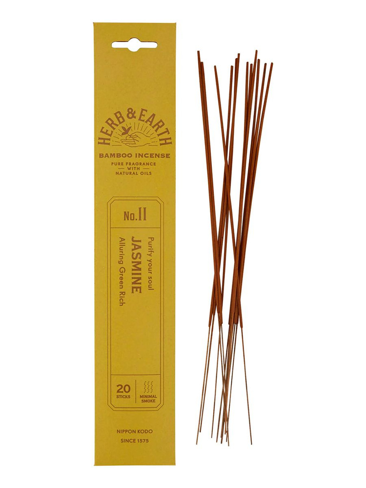Благовоние на бамбуковой основе HERB & EARTH Жасмин, 20 палочек по 18 см  #1