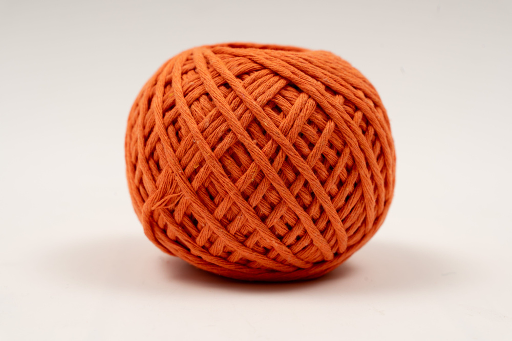 Шпагат хлопковый Kraftcom, 2мм х 50м (1шт), цвет - оранжевый / шпагат для вязания, веревка для плетения #1