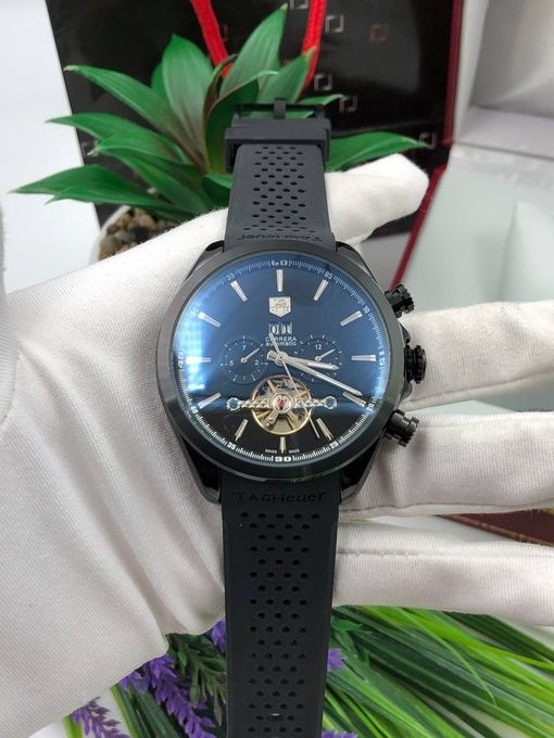Мужские наручные часы Tag Heuer с резиновым ремешком в подарочной упаковке  #1