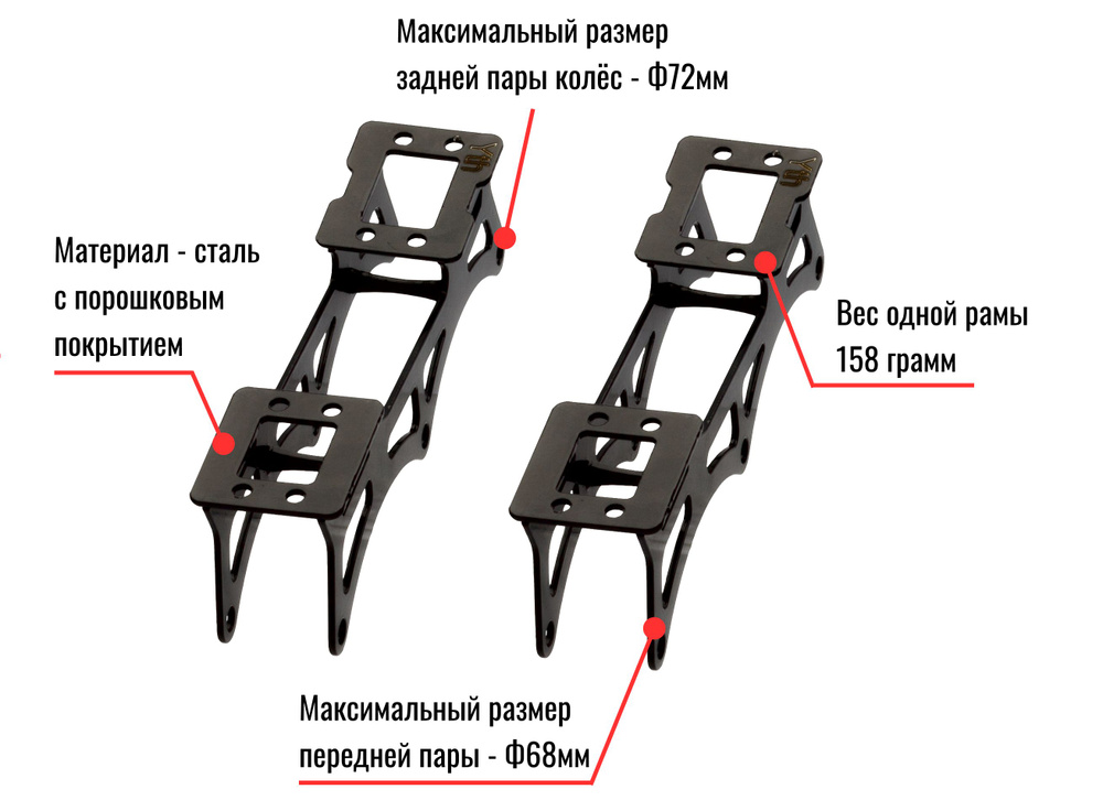 Рама спортивная Hi-Lo для роликовых коньков с покрытием, совместим с Bauer , детская (пара), ось роликов #1