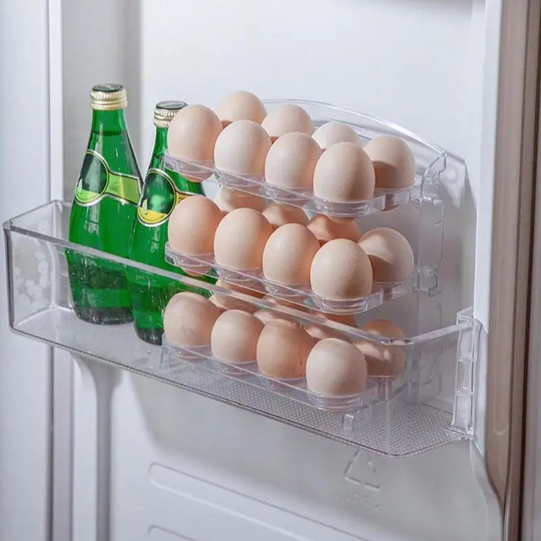 Органайзер для яиц, складной, компактный, 3 яруса / Подставка для хранения яиц на дверце холодильника, #1